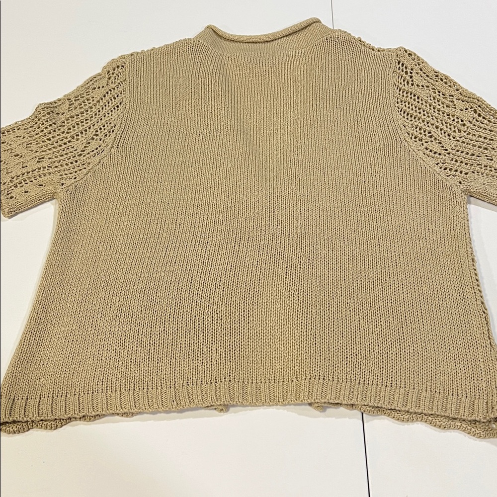 Vintage - Y2K, Beige/Tan Open-Knit Women's Cardigan, M - Picture 2 of 8